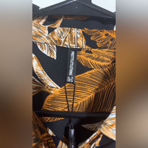 PLT Black Palm Leaf Print Beach Shirt - Picture 4 of 5